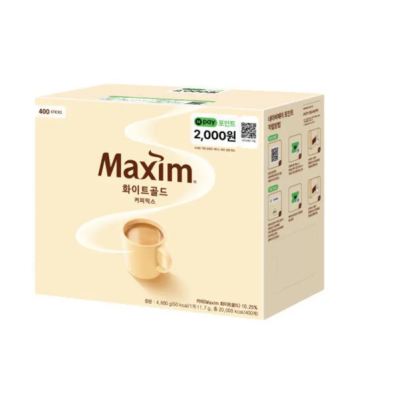 맥심 화이트골드 커피믹스 400T /  커피 + N pay 2000원 (네이버페이 포인트)