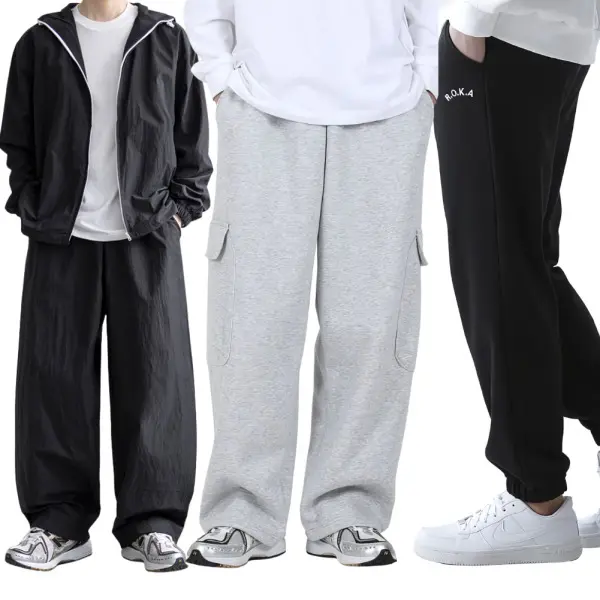 남성 트레이닝팬츠/세트 M~4XL 탄탄 이중지원단 와이드 카고 조거 츄리닝 운동복 아웃도어