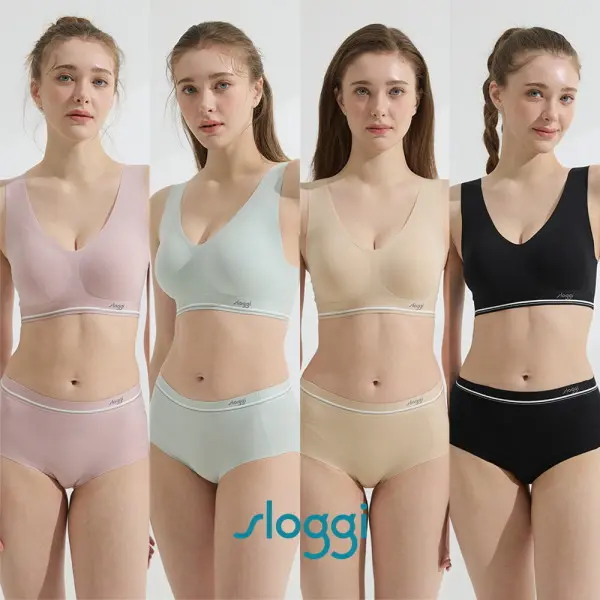 슬로기 투톤 보정 브라팬티 4세트 (여성속옷세트심리스브라노와이어브라여성속옷퓨징브
