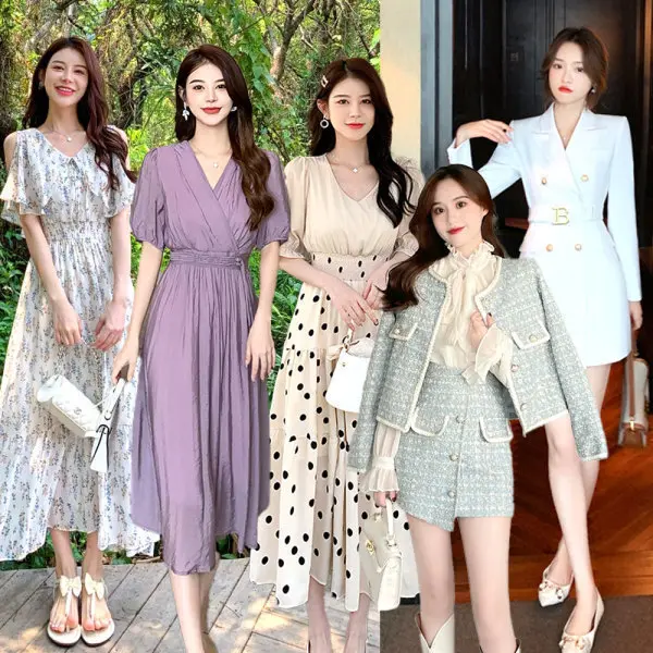 3투피앤 가을 신상 여성 원피스 빅사이즈 하객룩 정장 쉬폰 투피스 니트 롱원피스 결혼식 여름 휴양지