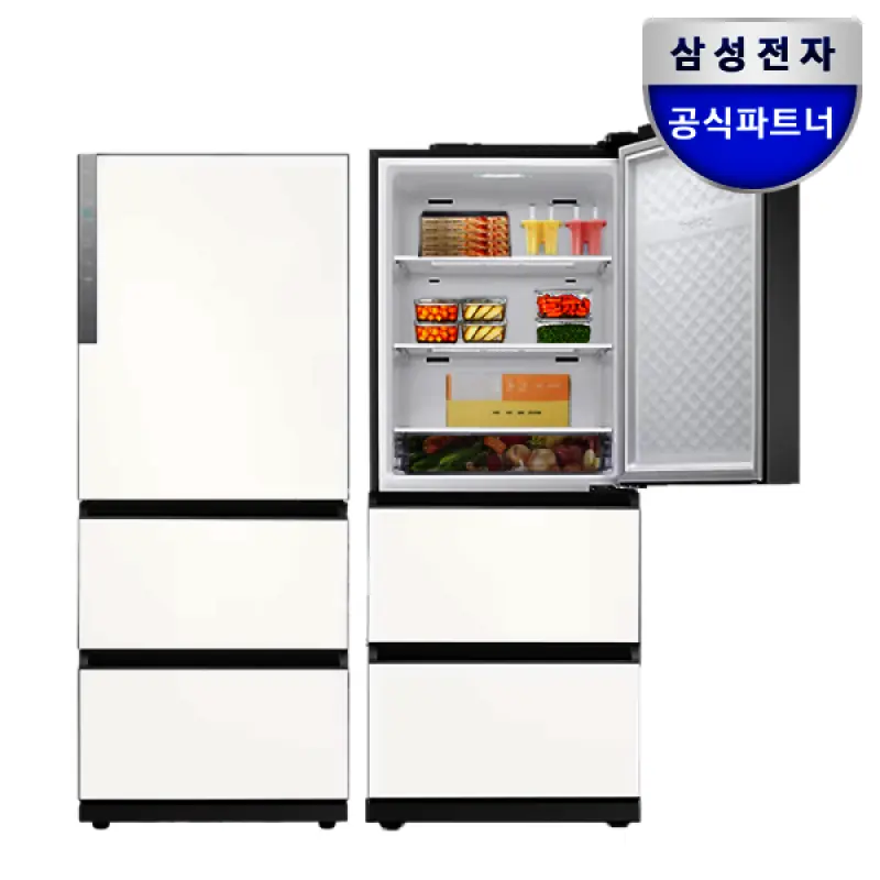 삼성 비스포크 김치냉장고 RQ33DG71J3EW 3도어 김치플러스 스탠드 328L 화이트