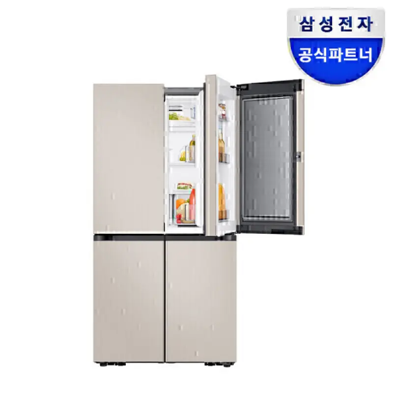한정수량특가183만 비스포크 AI 냉장고 4도어 1등급 RM70F90M1GD 푸드쇼케이스 902L 에센셜 베이지